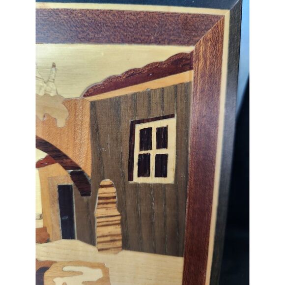 Vintage Italian Villa Archway by the Seaside Wood Inlay Marquetry Handcrafted - Picture 2 of 7